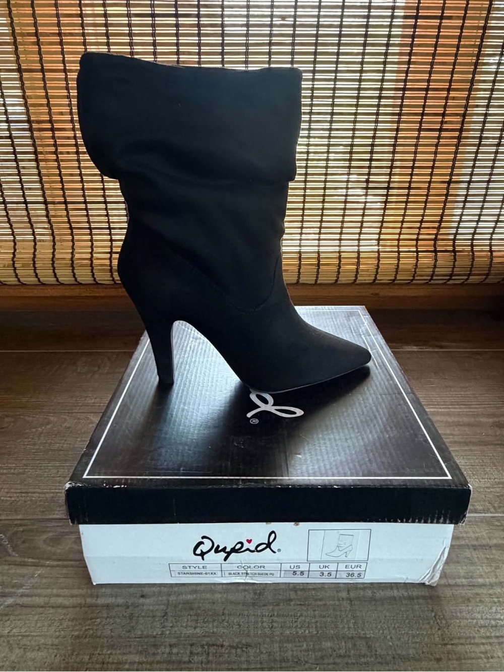 Qupid Black Pointed Stiletto Fold-Over Boot - New - Ships Today